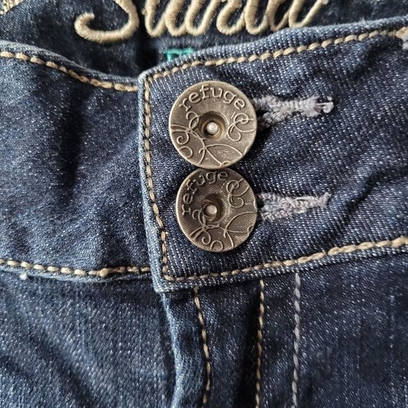 REFUGE POP STARLET FLARE Distressed Stretch Denim Jeans Womens Size 8 Long Tall - Picture 7 of 9
